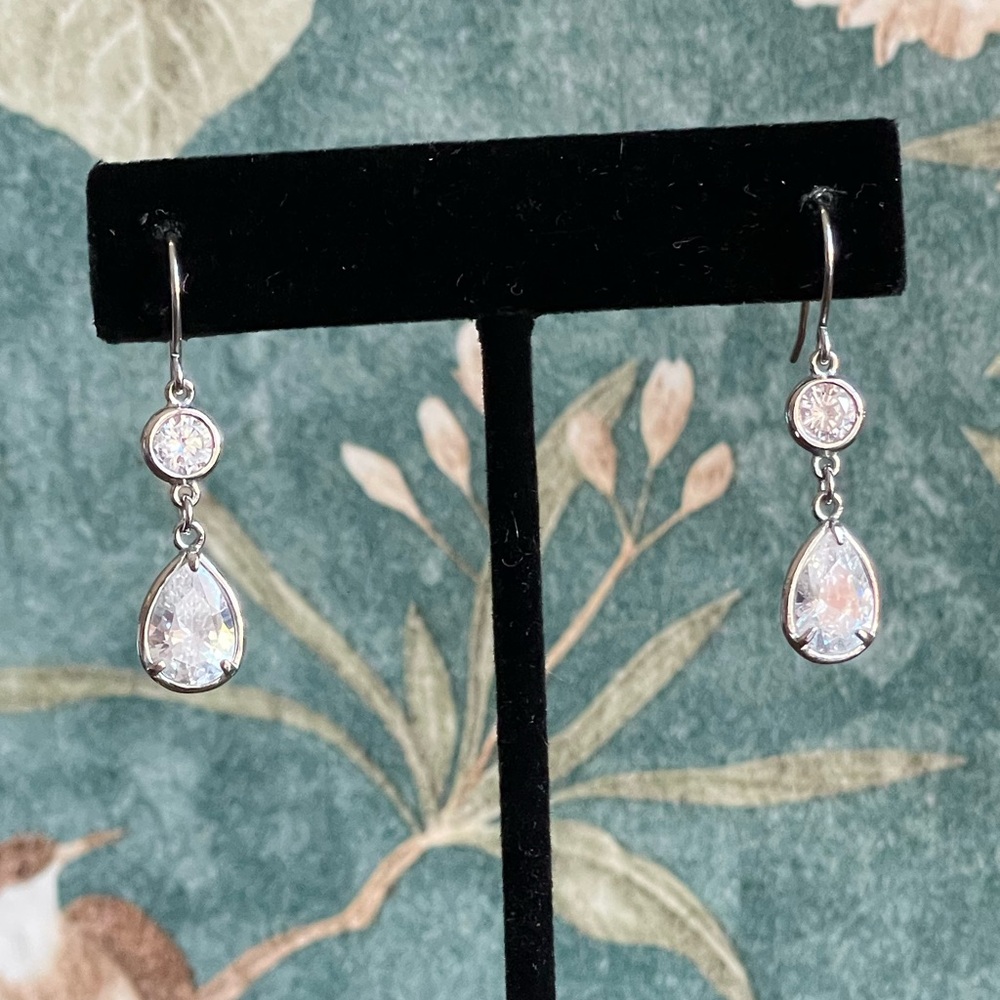 Swarovski silver-toned teardrop earrings
